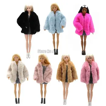 1 Комплект Мягкого мехового пальто с длинным рукавом, топы, платье, Зимняя теплая повседневная одежда, Аксессуары, Одежда для кукол, Игрушки