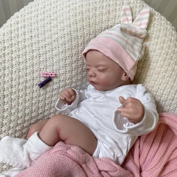 19-дюймовая уже окрашенная кукла Reborn Baby Doll Сэм, спящий новорожденный, размер 3D-кожи, видимые вены, коллекционная художественная кукла