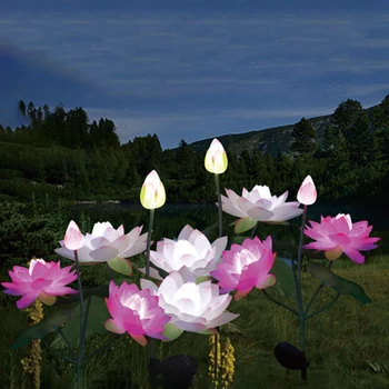 2 упаковки фонарей Lotus Patway IP65 Водонепроницаемые солнечные декоративные цветочные фонари Реалистичные с 3 цветами для декора сада и двора