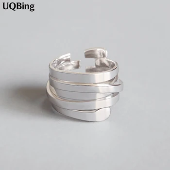 2019 Оптовая продажа Изысканного Открытого серебряного глянцевого многослойного кольца с намоткой, женские ювелирные изделия