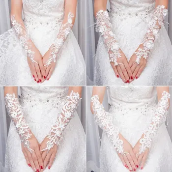 2023 Новые Поступления Свадебные Перчатки Без Пальцев До Локтя Для Невесты Guantes De Boda De La Novia Con Codos Sin Dedos С Кружевными Цветами