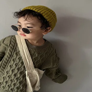 2023 Новых детских свитера в Корейском стиле, пуловер для мальчиков, трикотаж для девочек в корейском стиле