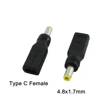 20x Разъем USB 3.1 Type C для подключения к постоянному току 4,8 мм x 1,7 мм Штекер Адаптер питания для зарядки Прямой черный