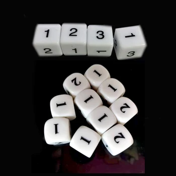 4 штуки Номер 1 2 3 1 2 3 D6 круглые прямоугольные Акриловые Белые Кости с 6 сторонами 16 мм Кубики для настольной игры Аксессуары для игры в Кости