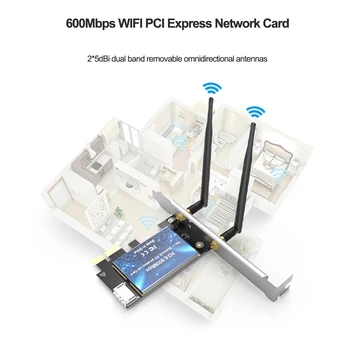 600-метровый Диапазон WiFi-адаптера 5 ГГц/2,4 ГГц Беспроводной Bluetooth-совместимый 4,0 Антенны Сетевой карты PCI-E EP-9619 600M W