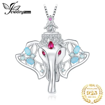 JewelryPalace Новое поступление, Слон, созданный рубиново-синим нанокластером из стерлингового серебра 925 пробы, ожерелье с подвеской для женщины, подарок без цепочки