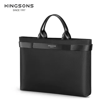 Kingsons 2023, Новый Мужской Женский модный деловой портфель, 15,6-дюймовая сумка для ноутбука, водонепроницаемая сумка с верхней ручкой, Классическая черная сумка