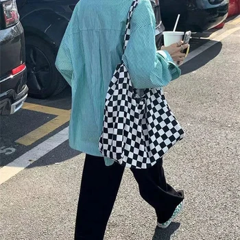 kpop готическая мода Хип-хоп y2k сумка через плечо женская клетчатая графическая Эстетическая сумка большой емкости Harajuku y2k повседневная сумка для покупок