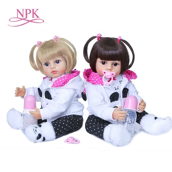 NPK 55 см белое пальто короткие волосы подарок для девочек мягкая силиконовая виниловая кукла новорожденный гибкая детская сорочка двухцветные волосы младенца