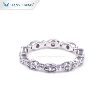 Tianyu Gems 1.7мм D VVS Круглые Обручальные Кольца с Муассанитом и Бриллиантами для Женщин из Золота 10K 14K 18K Eternity Обручальные Кольца Fine Jewelry