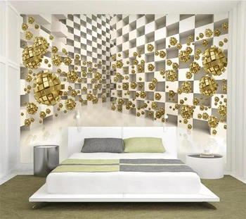 wellyu Пользовательские обои papel de parede Расширение трехмерного пространства золотой шар 3d ТВ фон фотообои на стену