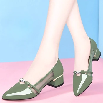 Zapato negro tacon, женские милые, высококачественные зеленые туфли-лодочки без застежки на каблуке для вечеринок, повседневная комфортная обувь mary jane shoes