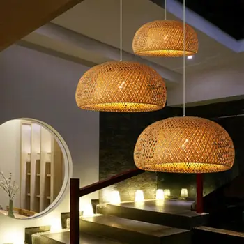 Абажур для потолочной люстры в стиле Ретро, абажур для подвесного светильника, Пылезащитные выдолбленные абажуры, Декоративный бамбуковый подвесной абажур