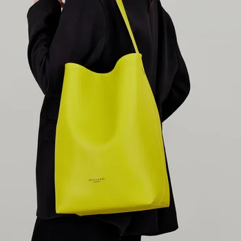 Брендовая дизайнерская женская сумка через плечо из искусственной кожи, Корейская простая сумка через плечо, большая сумка-ведро, тренд 2023 года