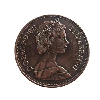 Великобритания 2 новых пенса - 2-й портрет Елизаветы II 1971 г. Копировальные монеты Соединенного Королевства