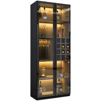 Винный шкаф Настенный Витринный шкаф для гостиной Современный минималистичный Небольшой бытовой шкаф со стеклянной дверцей высокого класса