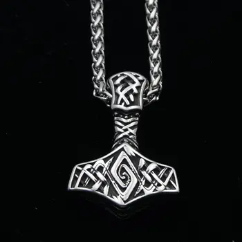Винтажное ожерелье с молотом Тора из нержавеющей стали Viking, мужской кулон, подарок