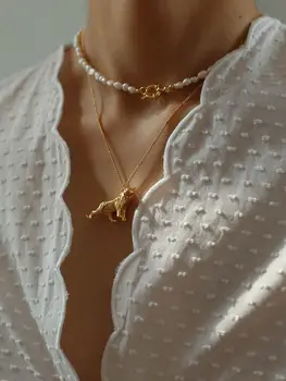 Готическое жемчужное ожерелье в стиле барокко для женщин, Винтажное многослойное колье-цепочка, панк-эстетические украшения 2023 г.