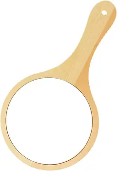 Декоративное круглое деревянное ручное зеркало для макияжа с переносной подвесной ручкой