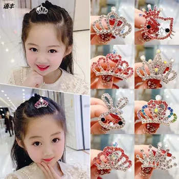 Детская корона, головной убор, корона на день рождения корейских девочек, украшение для волос, гребень, принцесса, Маленькая девочка, заколка для волос, гребень для волос