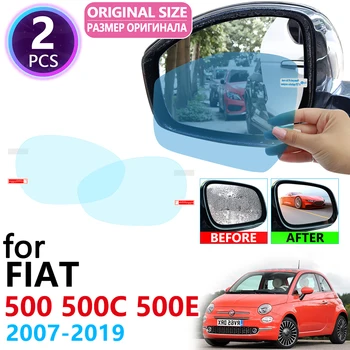 для Fiat 500 500C 500e Abarth 2007 ~ 2019 Полное Покрытие Зеркала Заднего Вида Непромокаемая Противотуманная Пленка Аксессуары 2008 2013 2016 2017 2018
