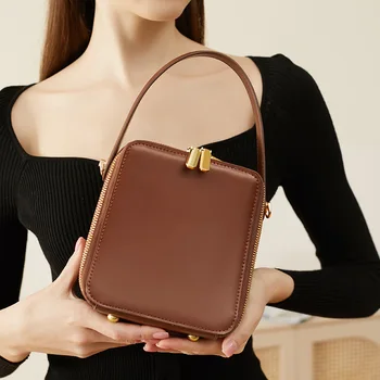 Женская маленькая сумка через плечо из воловьей кожи, модная легкая роскошная сумка через плечо из натуральной кожи, женская сумка 2023 года Нового дизайна