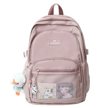 Женская школьная сумка, Рюкзак для путешествий для девочек, Модные женские сумки для ноутбука, Студенческие сумки, дамский водонепроницаемый рюкзак для колледжа из сетки Каваи