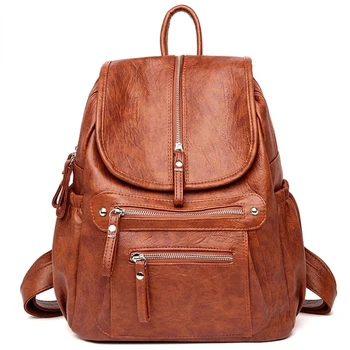 Женские высококачественные кожаные рюкзаки, винтажная женская сумка через плечо, дорожный женский рюкзак, школьные сумки для девочек
