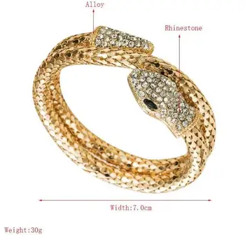 Женский браслет в виде змеи в стиле панк, винтажный роскошный браслет со стразами, подарки на годовщину, ювелирные аксессуары