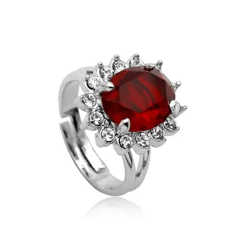 Женское кольцо бренда Iutopian с красным камнем и австрийским фианитом Crysta Stellux #RG90789