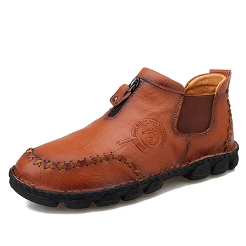 Зимние мужские ботинки из натуральной кожи, высококачественные теплые зимние ботинки, ботильоны, мужские модные ботинки Chaussure Homme 38-48