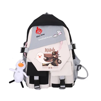 Игровой нейлоновый рюкзак Genshin Impact, школьный рюкзак с принтом для студентов, рюкзак на молнии, Мультяшный рюкзак Унисекс, Повседневная сумка для ноутбука, Бесплатная подвеска