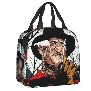 Изолированная сумка для ланча с персонажем фильма ужасов, Клоун на Хэллоуин, Портативный кулер, Термальная коробка для Бенто Для женщин, Сумка для ланча для детей
