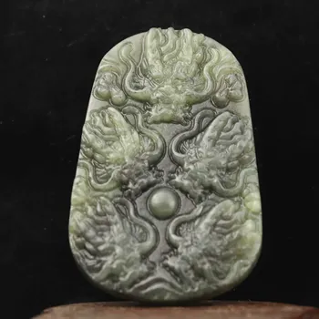Китайский натуральный хотанский нефрит, статуэтка дракона ручной работы, подвеска d
