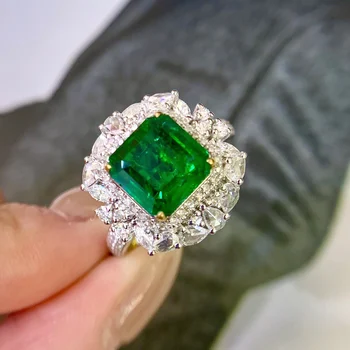 Кольцо с изумрудом JE GUILD 2,41 карата из чистого золота 18 карат, ювелирные изделия с натуральным ярко-зеленым изумрудом, драгоценный камень, бриллиант, женские кольца для женщин, изящное кольцо