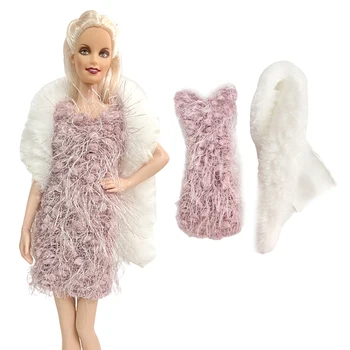 Комплект NK1, модное платье для куклы 1/6, Белая шаль + розовая юбка, повседневная одежда, праздничная одежда для куклы Барби, аксессуары, детские игрушки