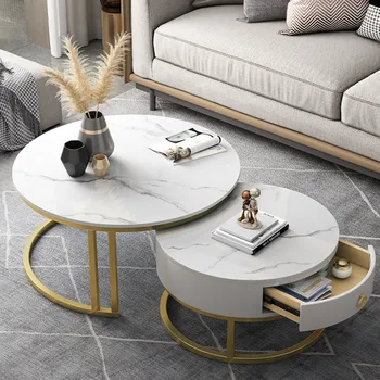 Круглый журнальный столик в скандинавском стиле, роскошный Современный журнальный столик в гостиной, Черный, Мебельный салон Meuble, FGM класса люкс