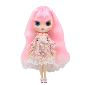 Кукла ICY DBS Blyth 1/6 bjd с белой кожей и суставами, Розовая смесь белых волос, резные губы, лицо с бровями. № BL136 / 1215