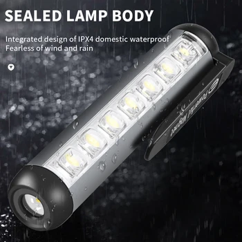 Мини-светодиодный фонарик XPE + COB Lamp Beads Ультраяркий Фонарик с зажимом-магнитом, Рабочий фонарь, Водонепроницаемый USB-перезаряжаемый фонарик