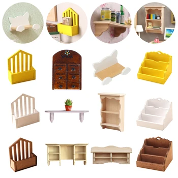 Миниатюрный кукольный домик, подвесной шкаф, настенный шкаф, стеллаж для хранения, полка для мебели 1: 12, модель для гостиной, игрушка для декора
