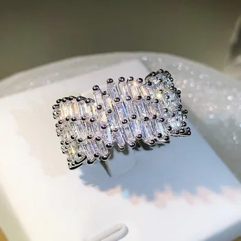 Модные кольца с преувеличенным неправильным дизайном для женщин, серебро 925 пробы, инкрустированное Т-образным цирконом ААААА, ювелирный подарок для помолвки