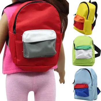 Модные сумки для кукол с двойными ремнями, разнообразные цвета, мини-рюкзак, сумка для кукол с аксессуарами для кукол на молнии
