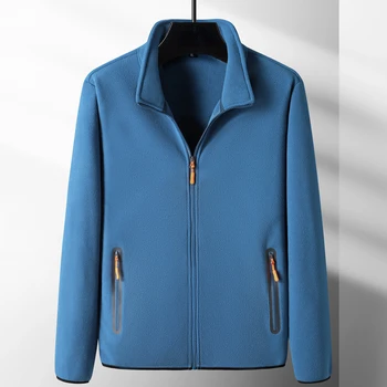 Мужская осенне-зимняя синяя верхняя одежда, Вельветовая хлопчатобумажная куртка размера Оверсайз 3xl 4xl, повседневные куртки из плотного искусственного овечьего флиса, спортивная одежда для мальчиков