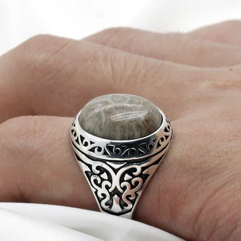 Мужское кольцо из стерлингового серебра 925 пробы, мужское кольцо из натурального кораллового камня, винтажное кольцо с бабочкой в стиле панк Для мужчин, вечерние украшения, Обручальное кольцо