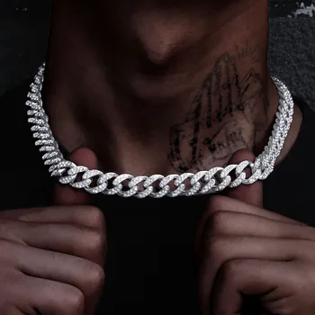 Мужчины Женщины Хип-хоп Iced Out Bling Chain Ожерелье Высококачественная Майами Кубинская Цепочка Хип-Хоп Ожерелья Модные украшения шириной 13 мм