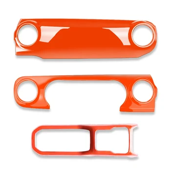 Накладка крышки переключения передач на приборную панель центральной консоли из 3 предметов- Wrangler JL JLU Оранжевый
