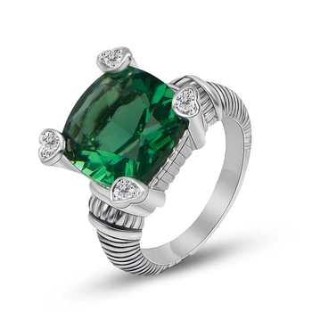 Нефритовый ангел 12 мм, Сияющая огранка, зеленый Кубический цирконий, Эффектное кольцо для женщин, Стильное Шикарное Персонализированное кольцо на палец для помолвки