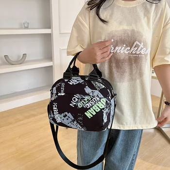 Новая повседневная женская сумка через плечо с граффити, горячая Мода, простые сумки для хранения в пригородных поездах из нейлоновой ткани для сотен дам