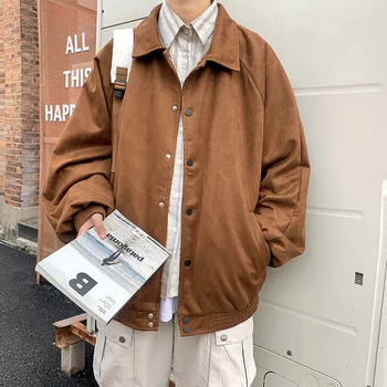 Новое весенне-осеннее пальто 2023, трендовая мужская меховая куртка, красивый новый мужской модный корейский жакет с длинным рукавом и отворотом M-2XL