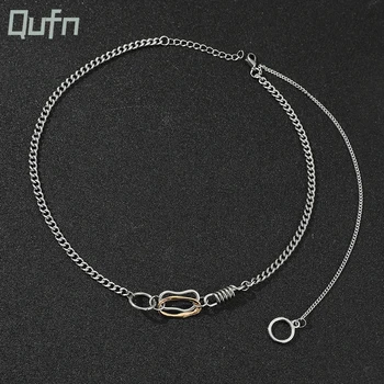 Новое трендовое женское ожерелье из нержавеющей стали, неправильной формы, круглое ожерелье, длинная цепочка, простой и уникальный дизайн, ювелирная цепочка-ошейник